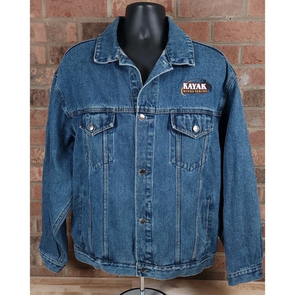 Kayak Rodeo Series Embroidered Western Denim Trucker Jacket Mens XL - Picture 2 of 8